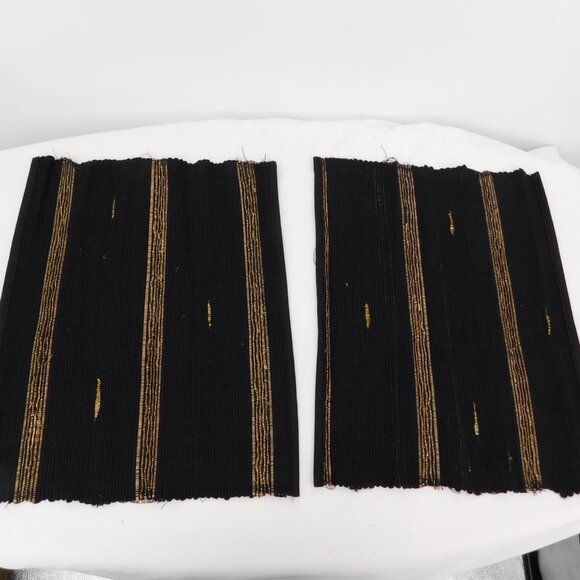 Placemat and Coaster Set Black Cloth Woven with Bamboo Rollable 6 Each Vintage - Picture 2 of 9
